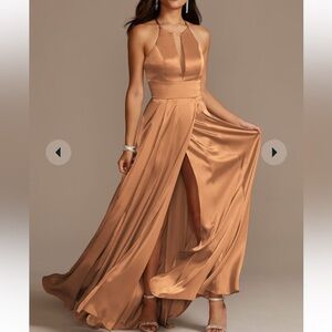 DAVID’S BRIDAL | GALINA SIGNATURE Keyhole Crisscross Back Sundial Dress Size 16